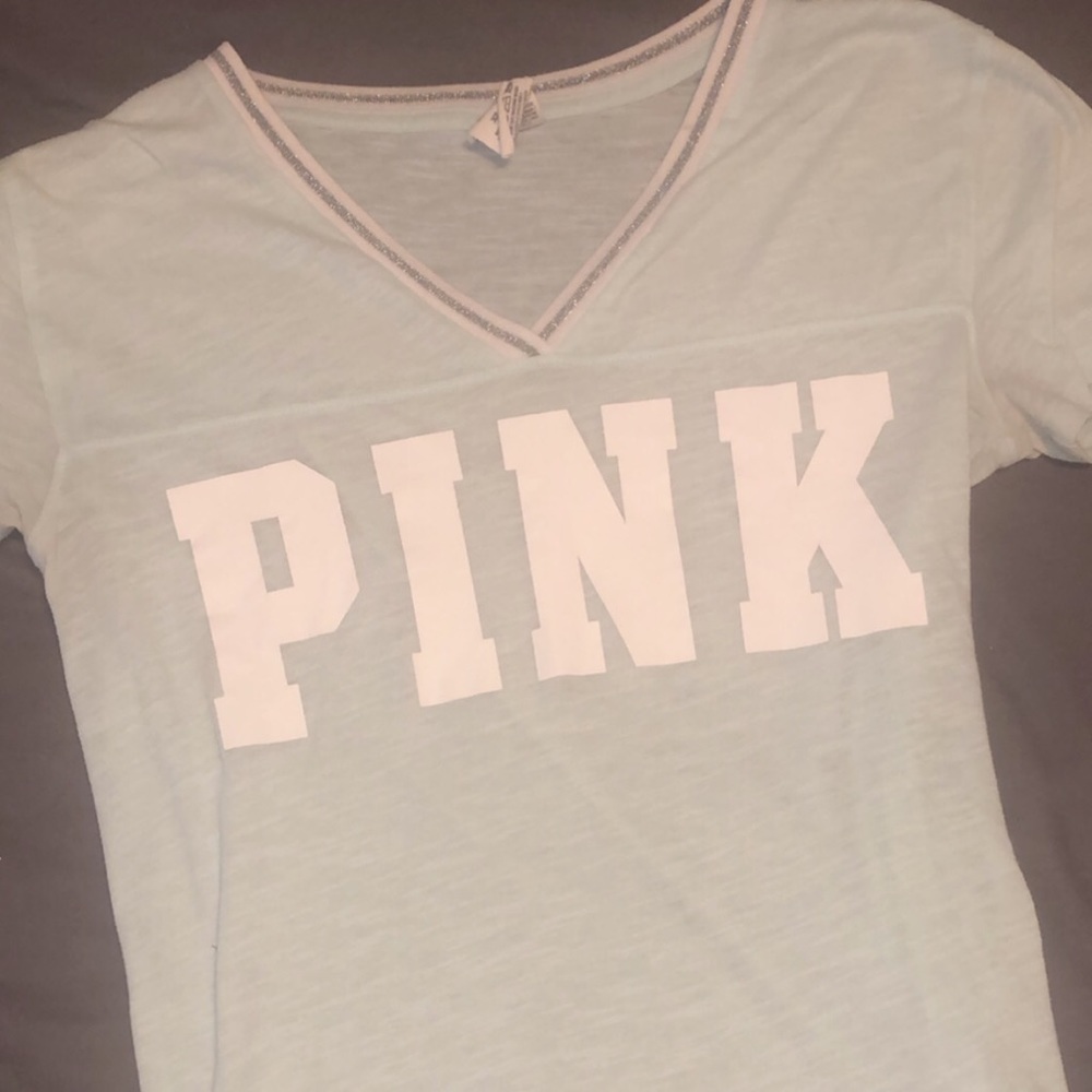 Light Blue PINK Vneck T-shirt